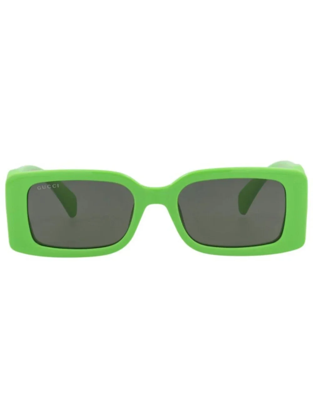 New Gucci Women's Sunglasses Square Rectangle Injection Frame Green Green Grey